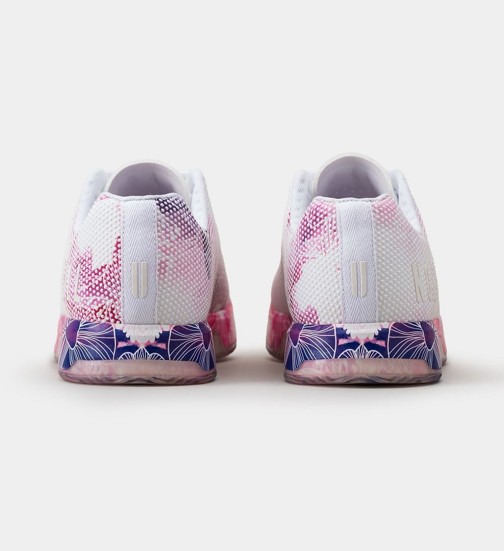 Women NOBULL Floral IMPACT Training Shoes White Blue | JYCLV-7068