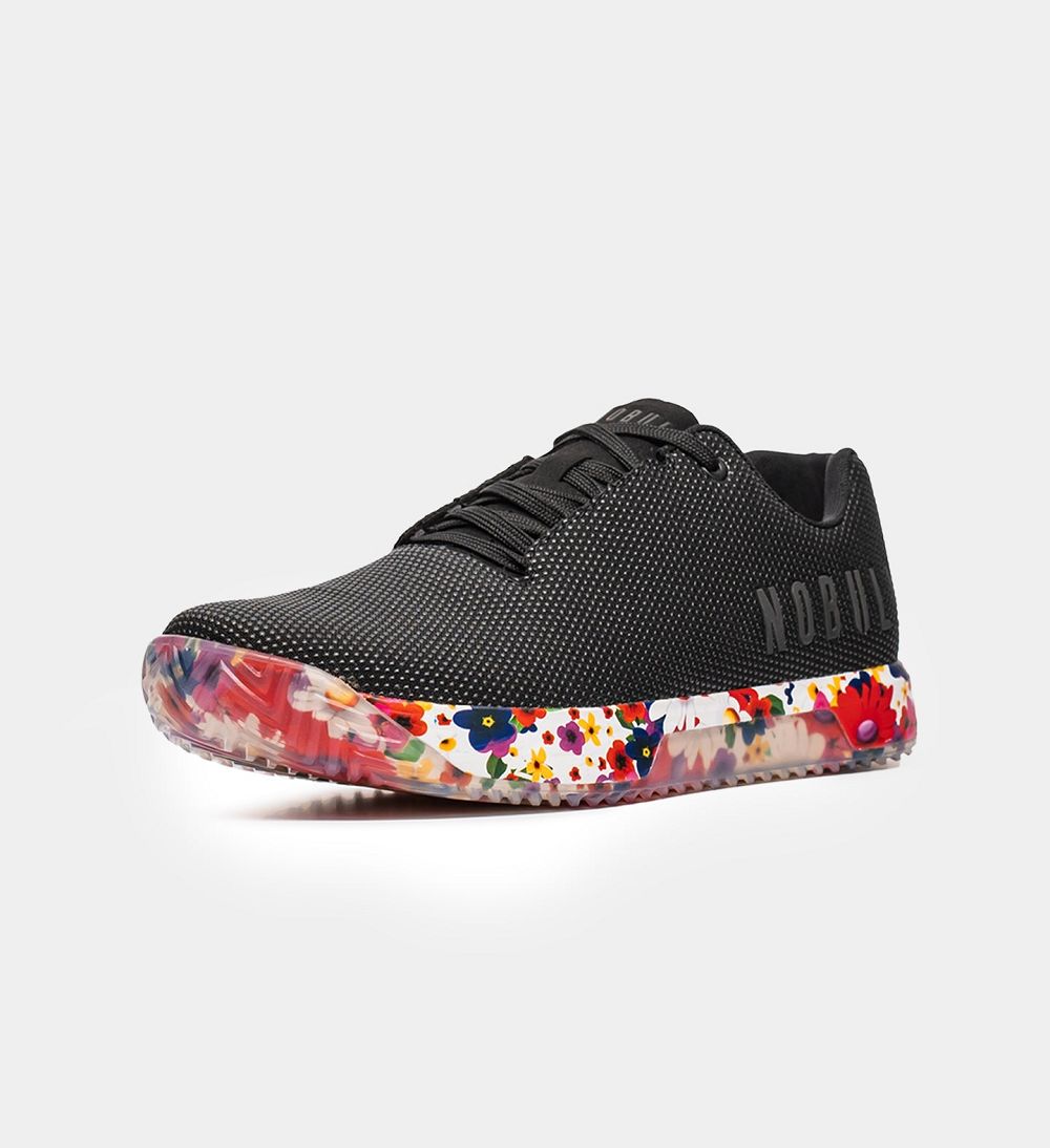 Women NOBULL Floral IMPACT Training Shoes Black Daisy | YBEQA-1965