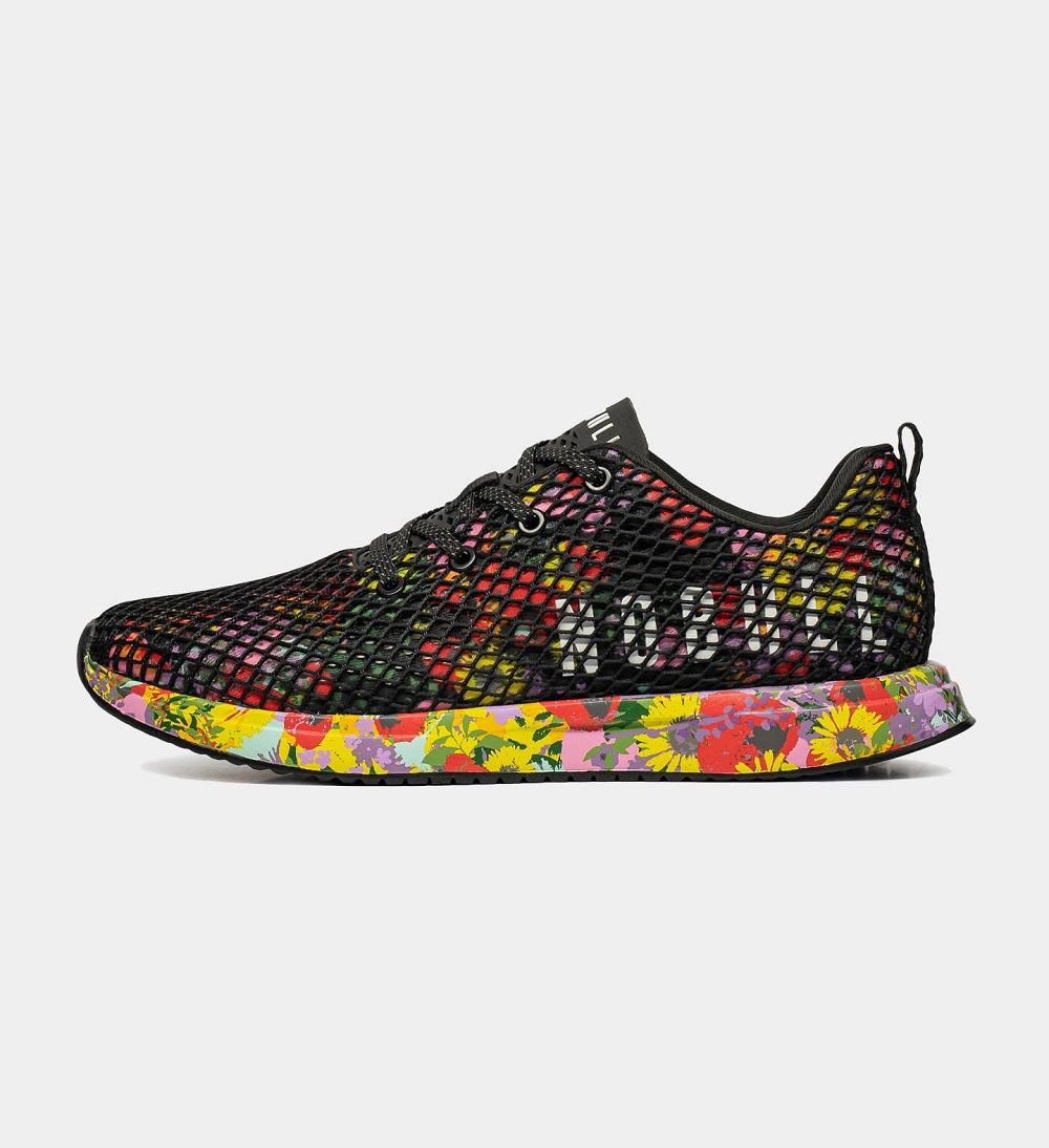 Women NOBULL Floral Mesh Running Shoes Black Multi | PILTV-2853