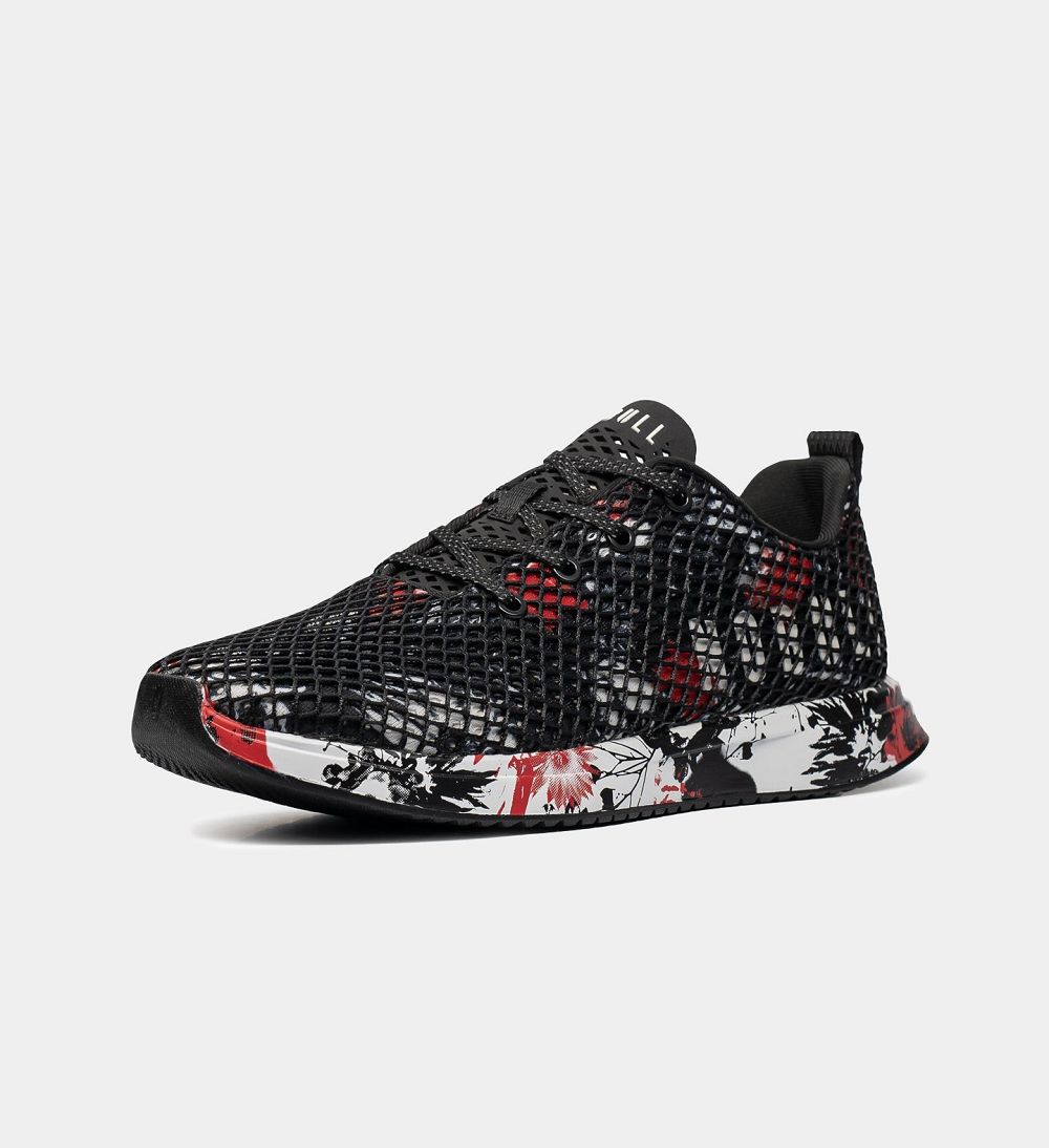 Women NOBULL Floral Mesh Running Shoes Black Cactus Blossom | TEZLM-8142