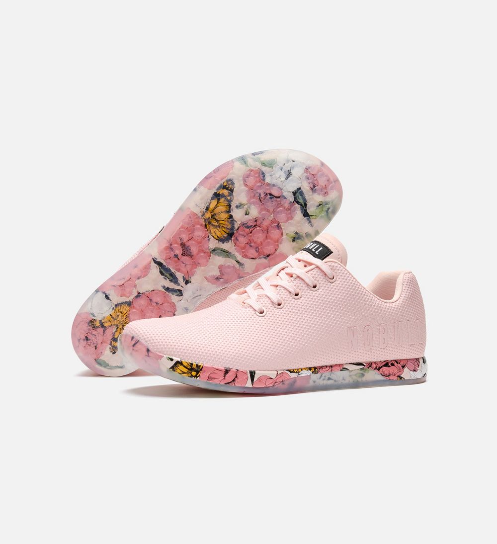 Women NOBULL Floral OUTWORK Training Shoes Rose Black White | NYSJU-2478