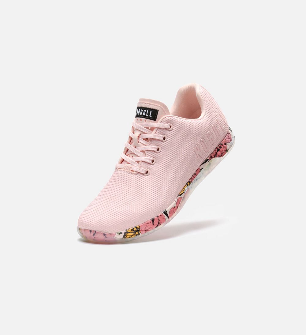 Women NOBULL Floral OUTWORK Training Shoes Rose Black White | NYSJU-2478