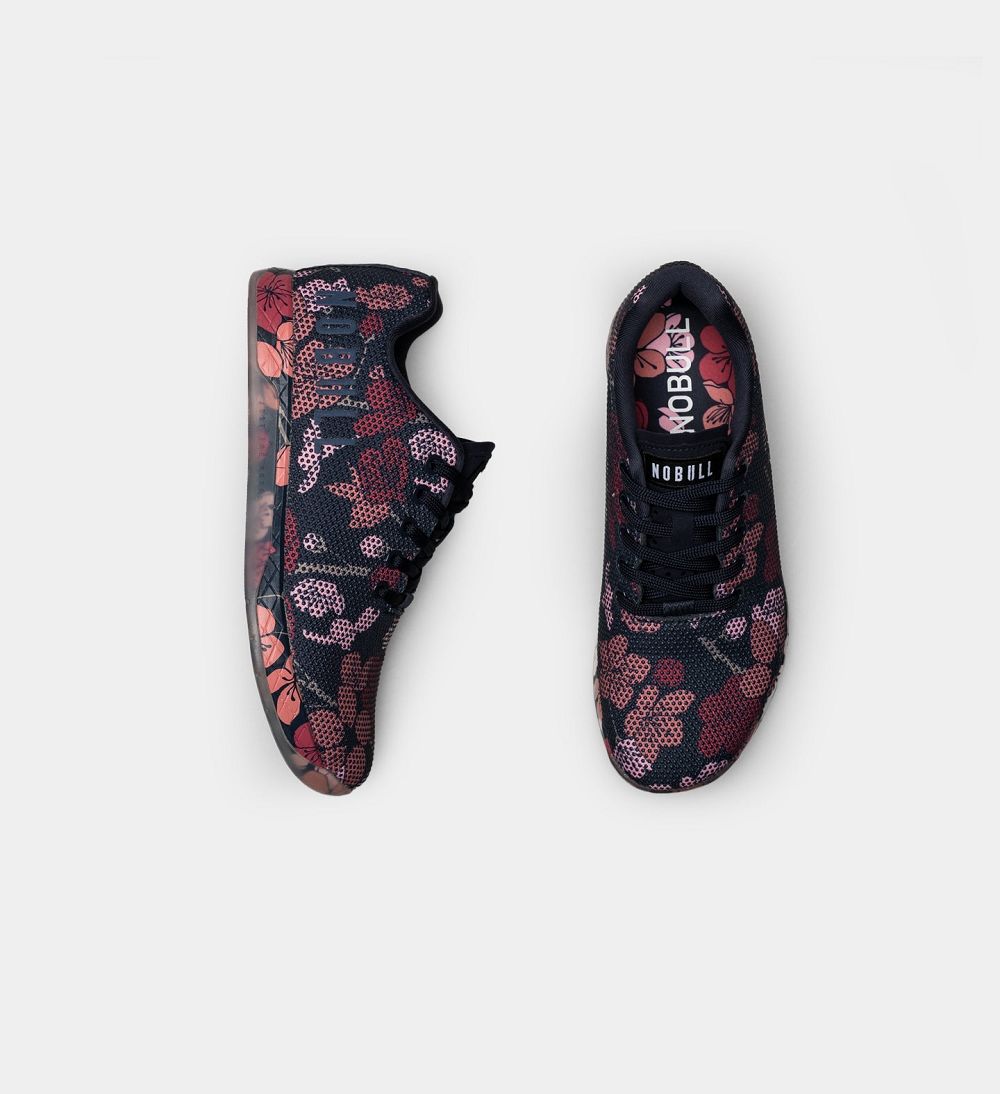 Women NOBULL Floral OUTWORK Training Shoes Navy Cherry Blossom | WMZYQ-8372