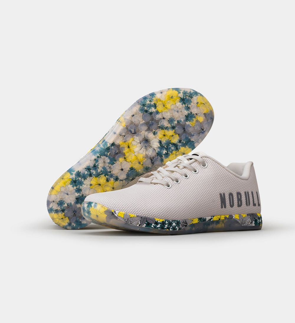 Women NOBULL Floral Training Shoes Silver | OQVCB-5304