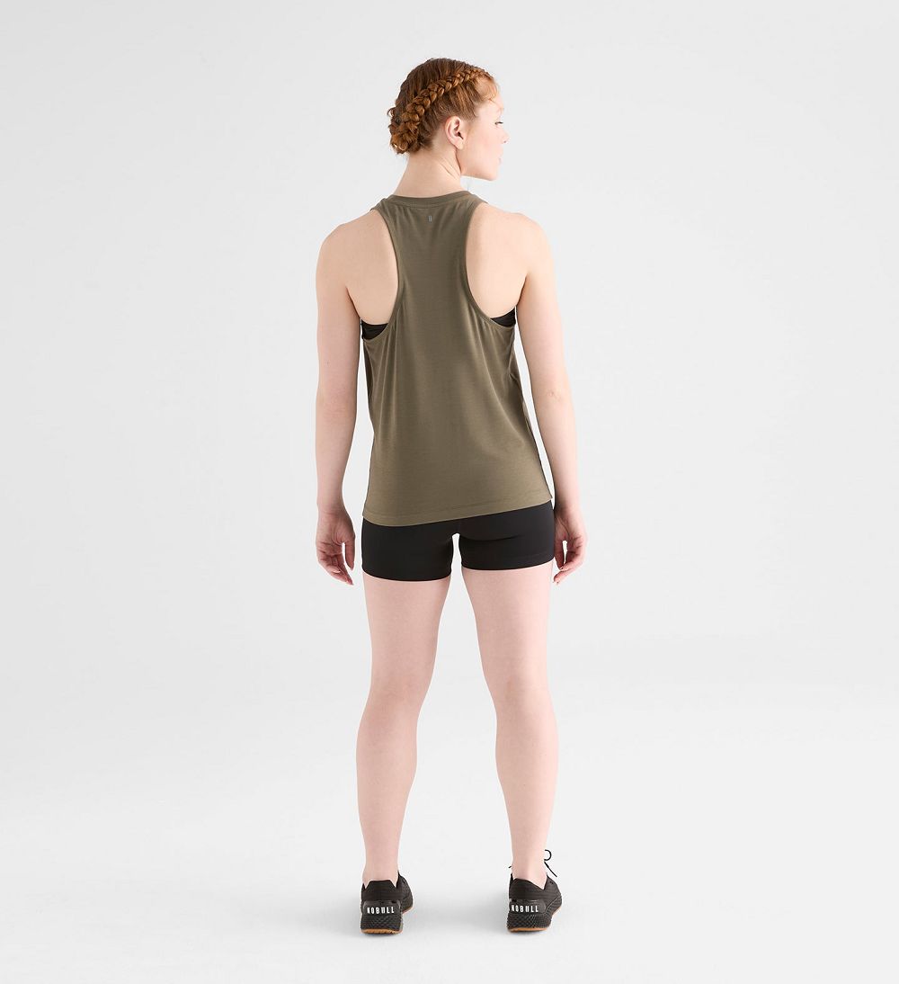 Women NOBULL High-Neck Tanks Army Green | QXWYP-7068