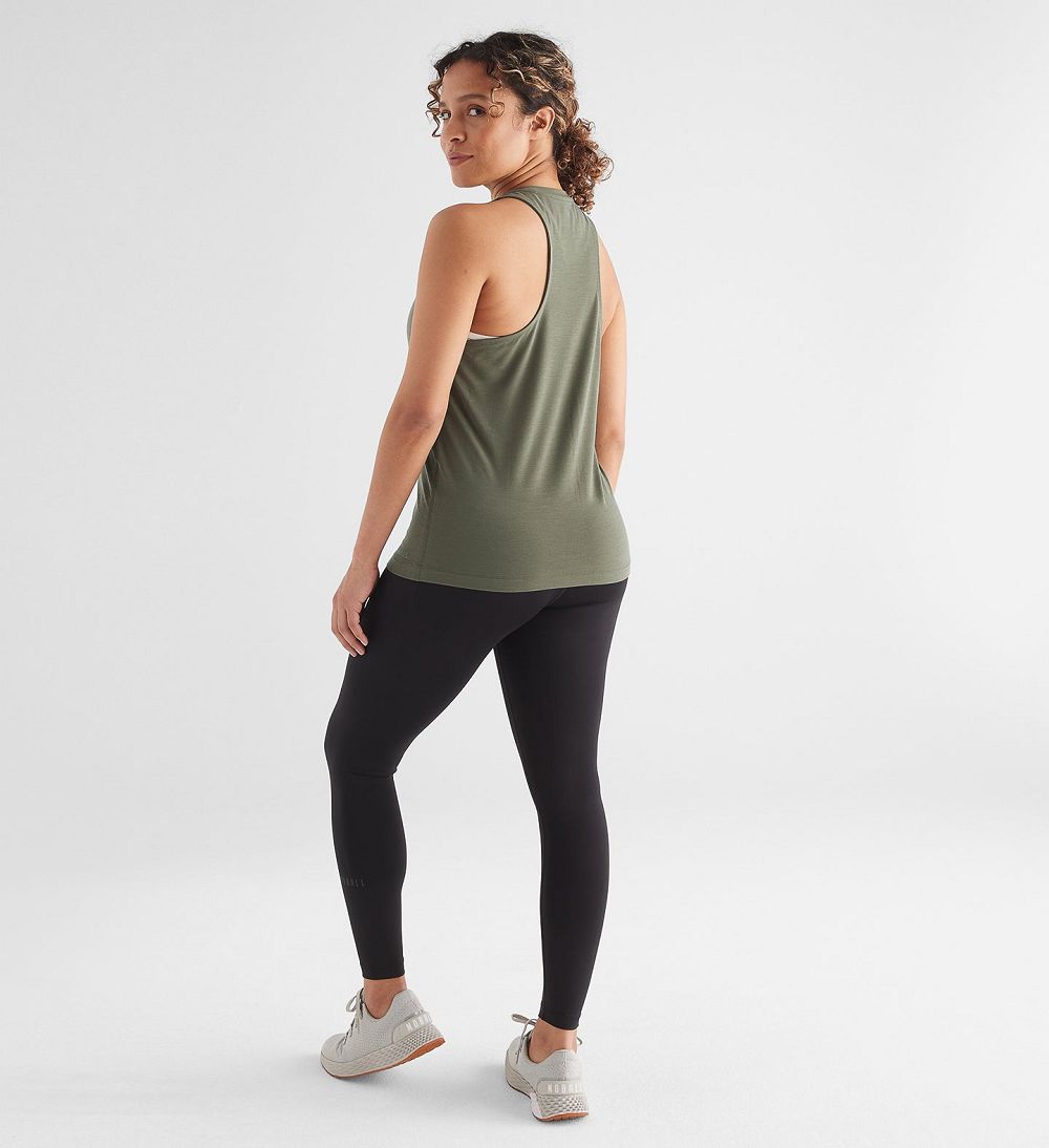 Women NOBULL High-Neck Tanks Army Green | OISFM-5892