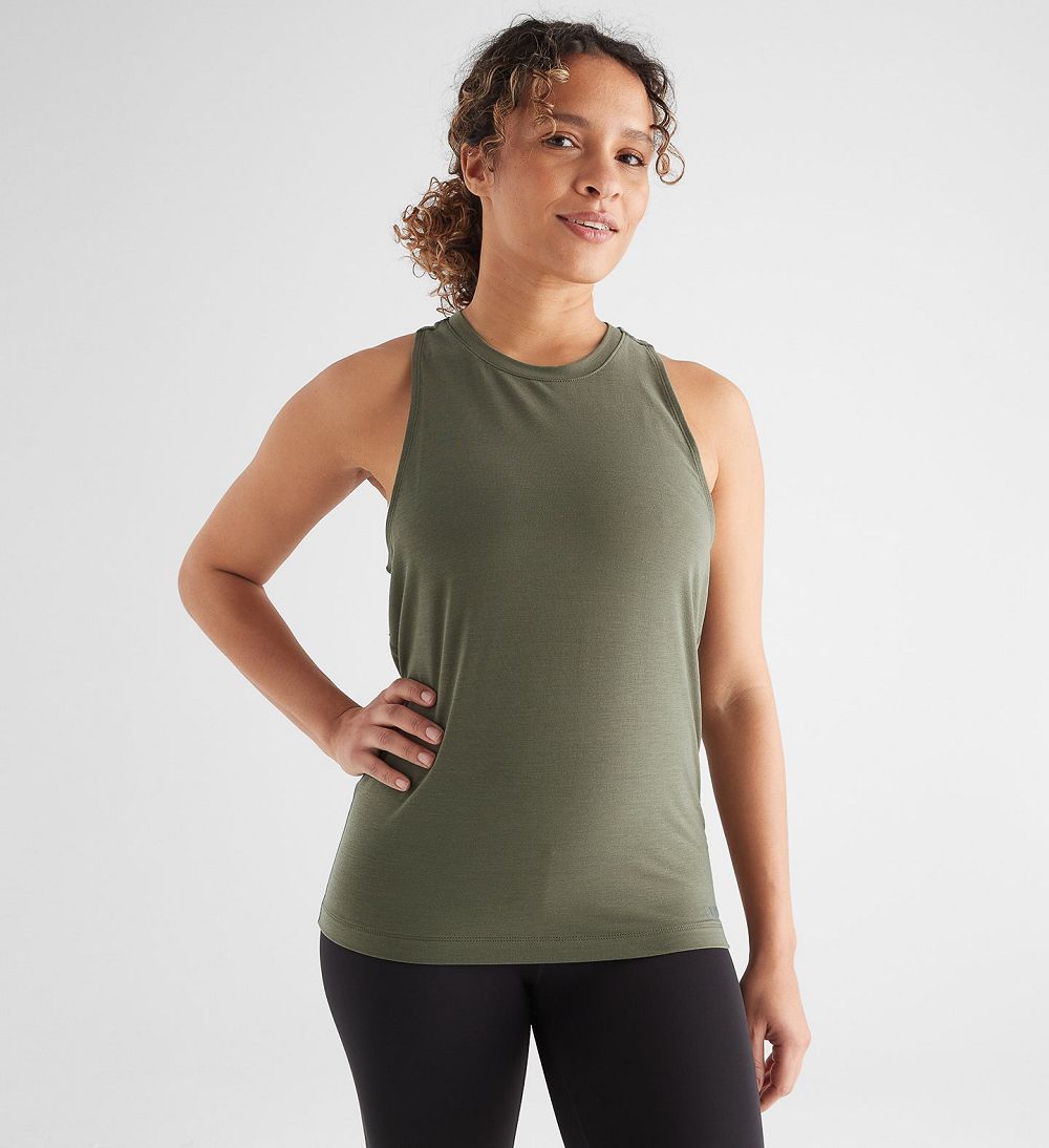 Women NOBULL High-Neck Tanks Army Green | OISFM-5892