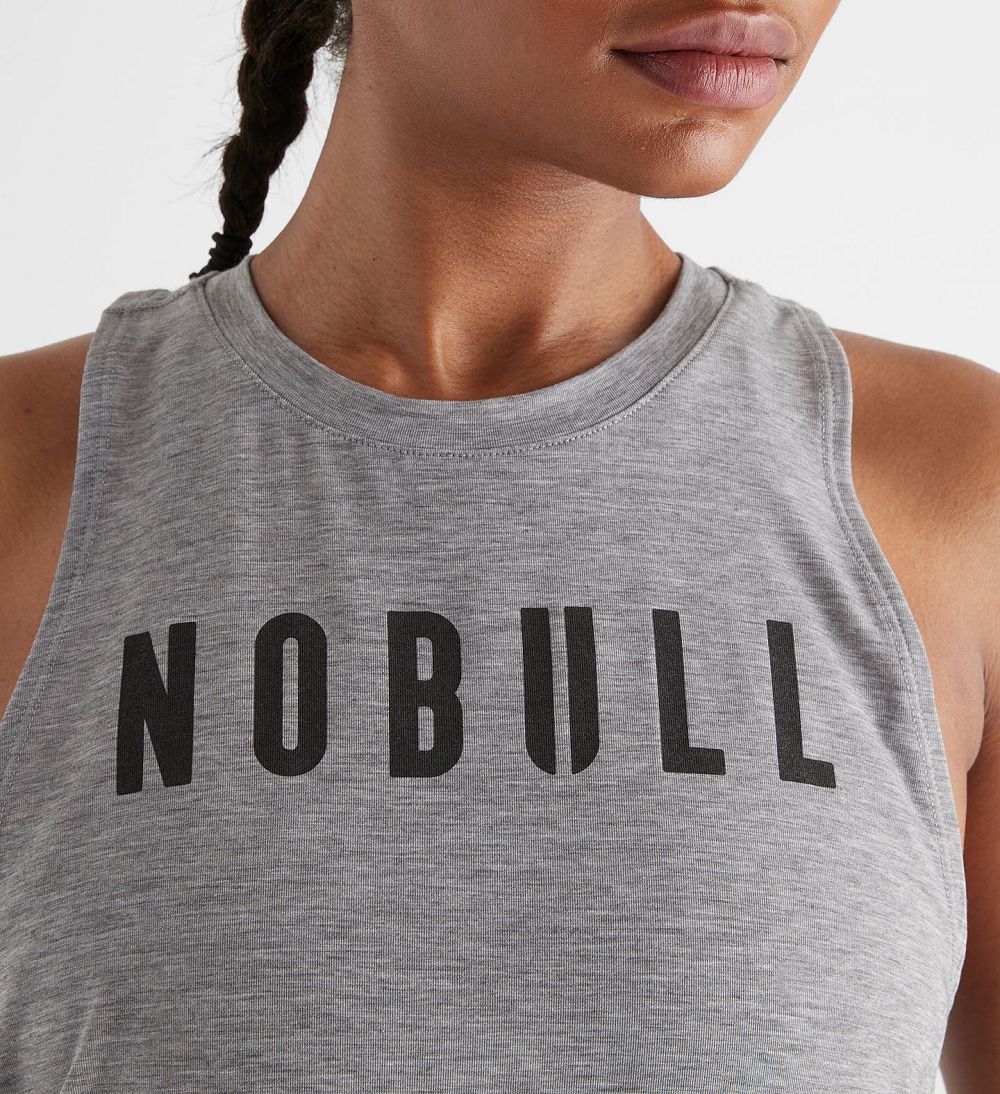 Women NOBULL High-Neck Tanks Heather Grey | DBVKJ-0297