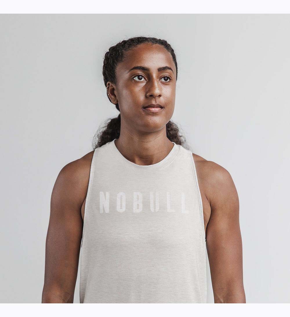 Women NOBULL High-Neck Tanks Oatmeal | CDSRZ-4975