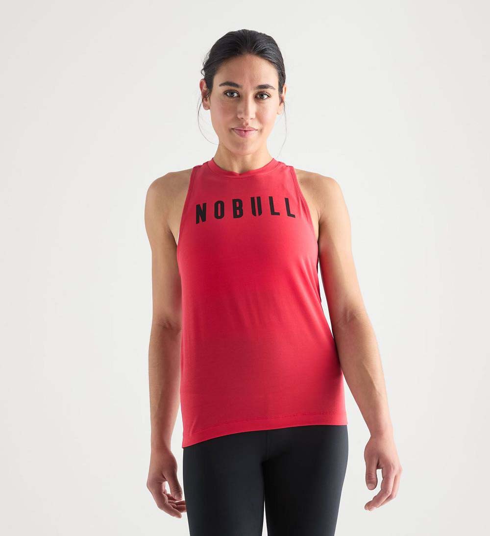 Women NOBULL High-Neck Tanks True Red | HCXFK-8075