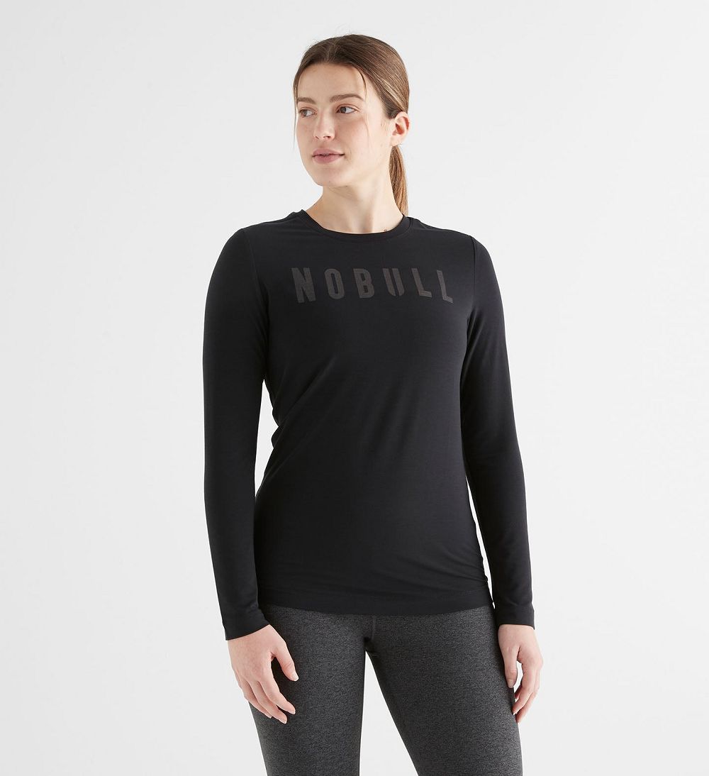 Women NOBULL Long Sleeve T-Shirt Black | VGORJ-1829