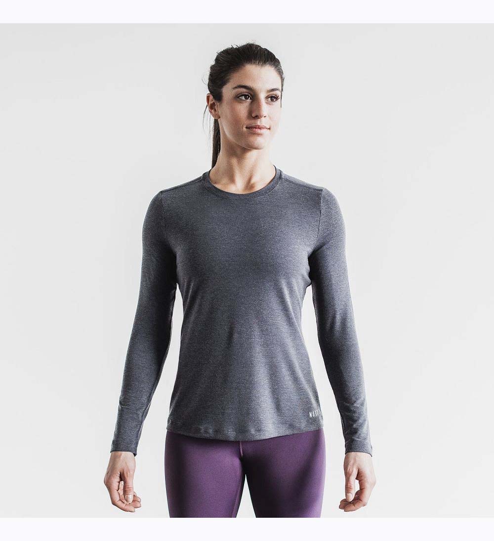 Women NOBULL Long Sleeve T-Shirt Charcoal | QHTOC-0576