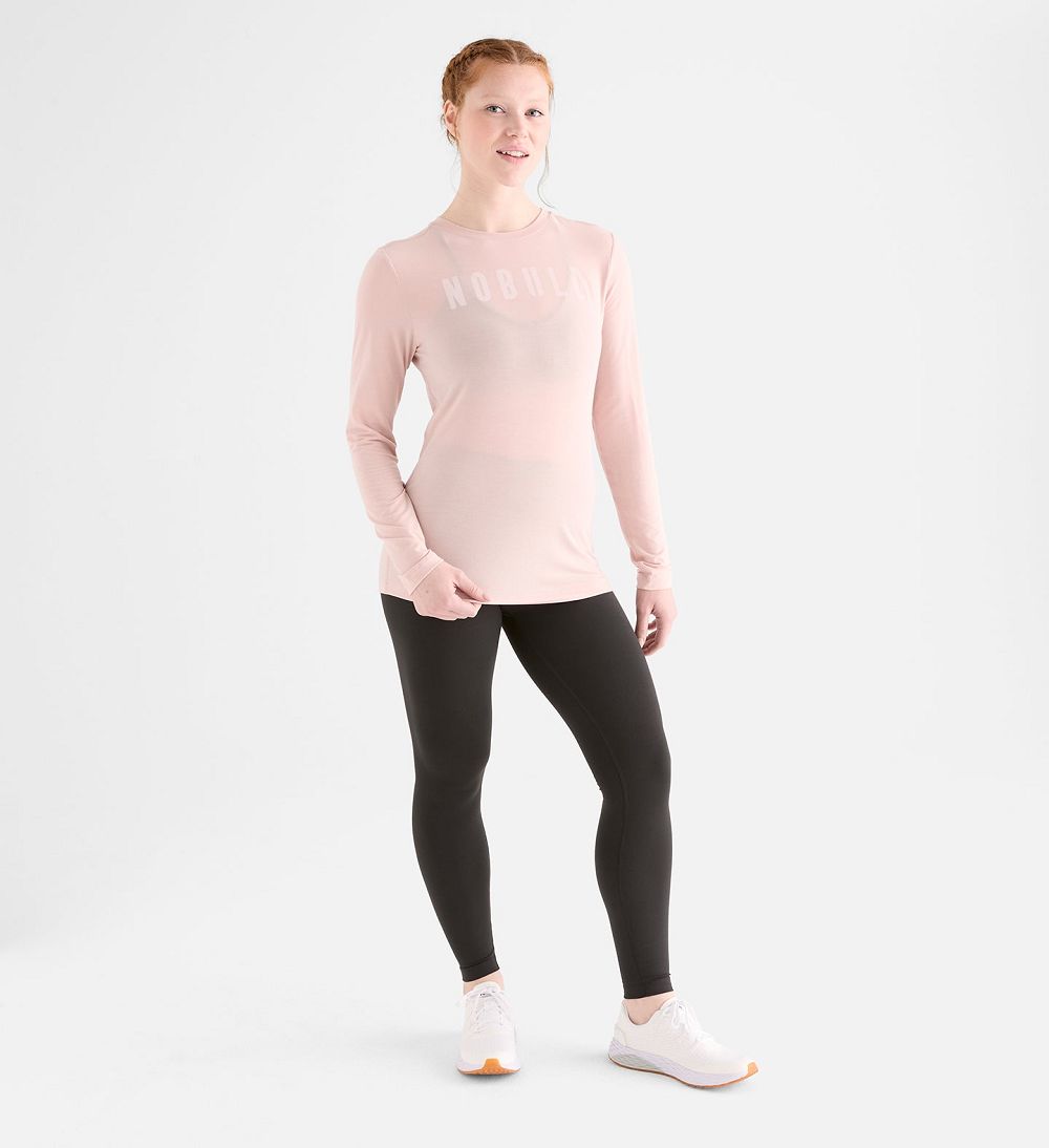 Women NOBULL Long Sleeve T-Shirt Dusty Rose | EDMLK-4320