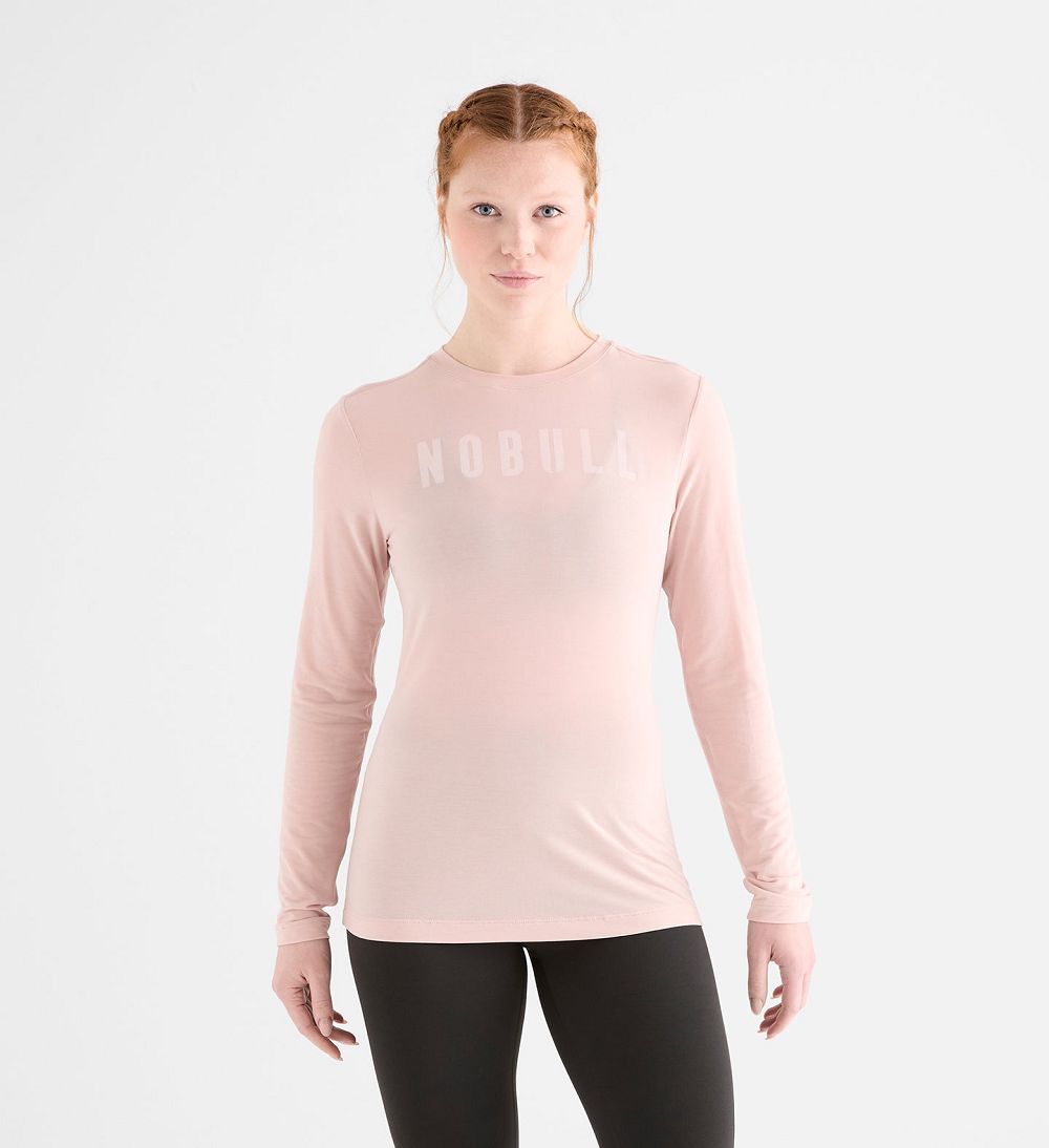 Women NOBULL Long Sleeve T-Shirt Dusty Rose | EDMLK-4320