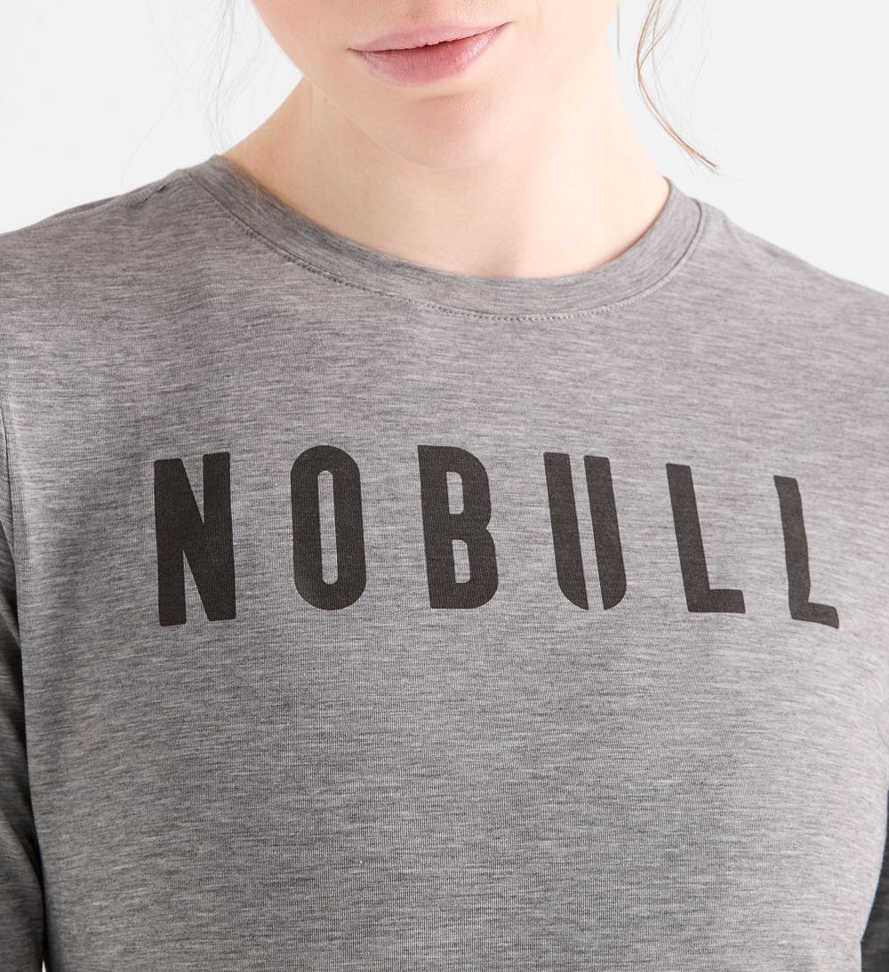 Women NOBULL Long Sleeve T-Shirt Heather Grey | DZVJM-3195