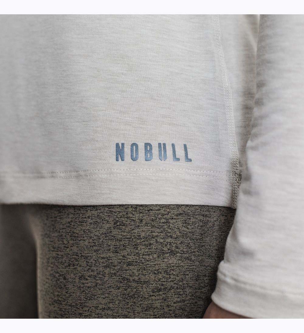 Women NOBULL Long Sleeve T-Shirt Oatmeal | HLCIV-3769