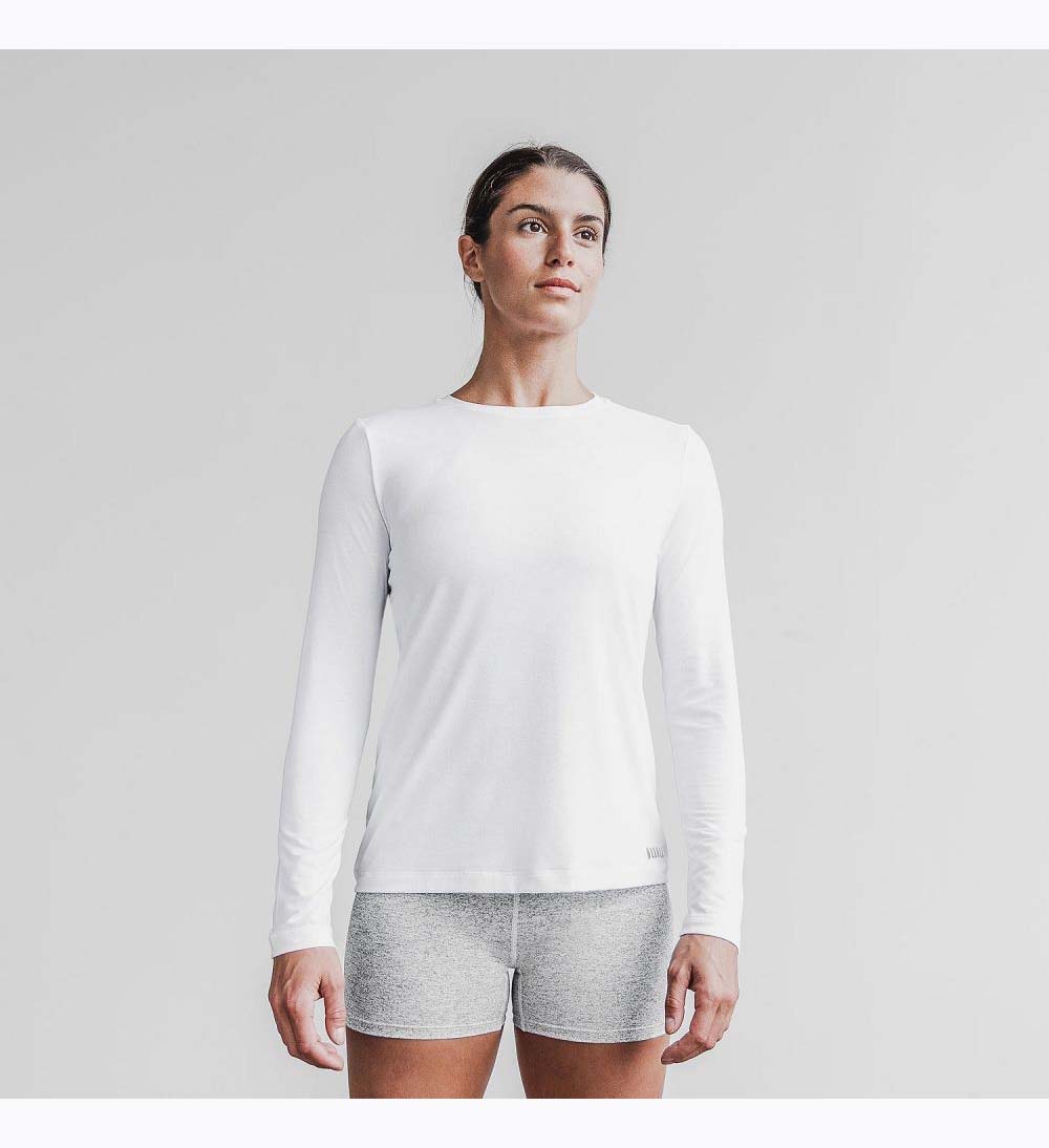 Women NOBULL Long Sleeve T-Shirt White | APQMW-0785