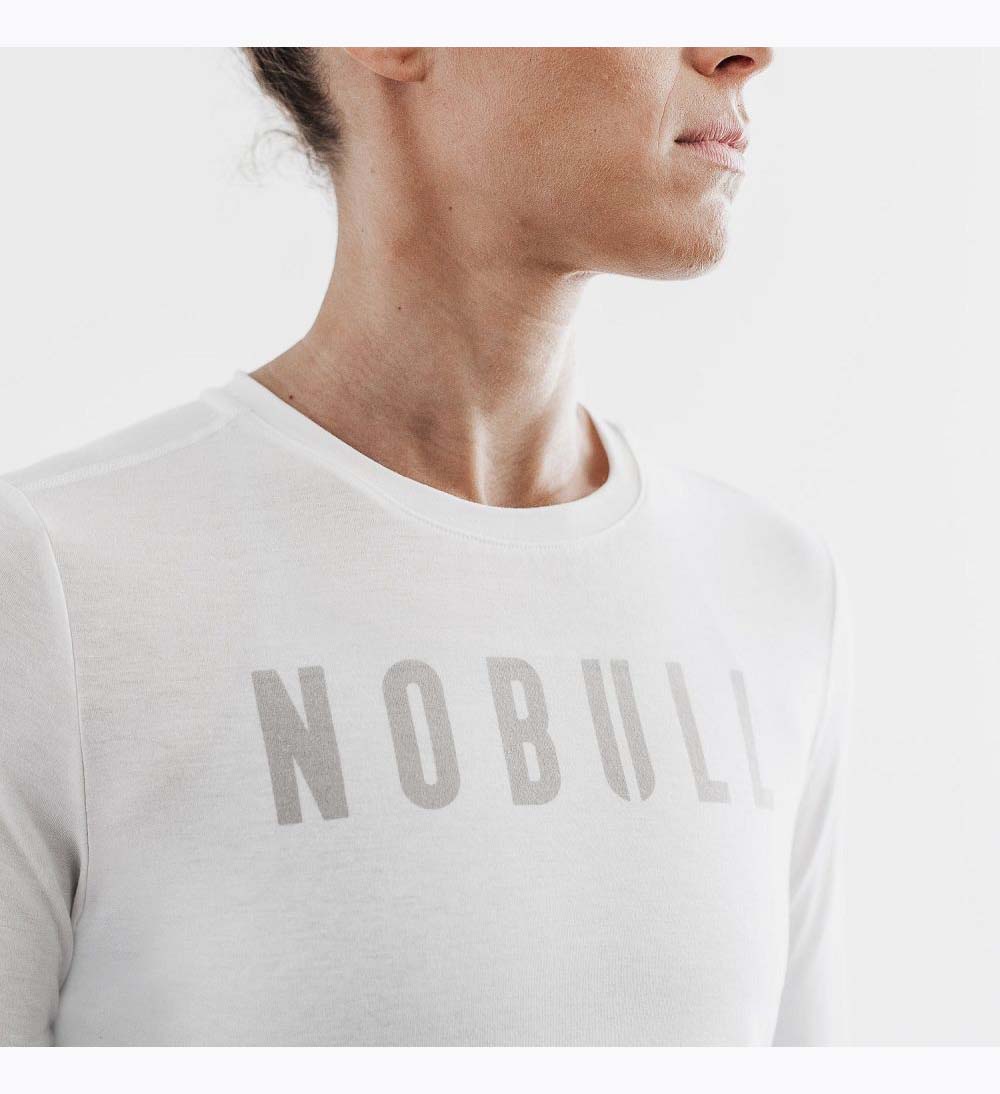 Women NOBULL Long Sleeve T-Shirt White | PDCHO-0972