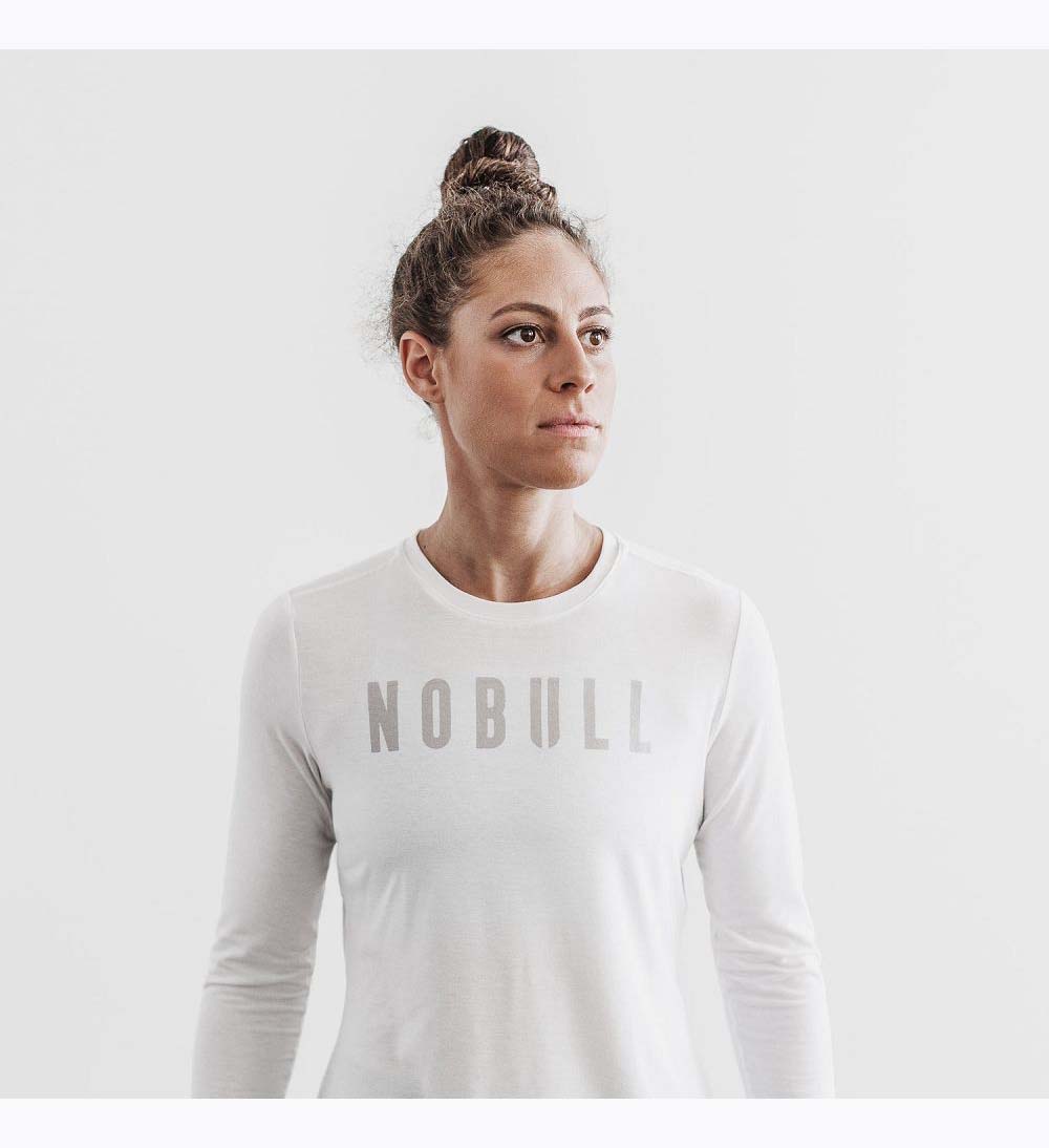 Women NOBULL Long Sleeve T-Shirt White | PDCHO-0972