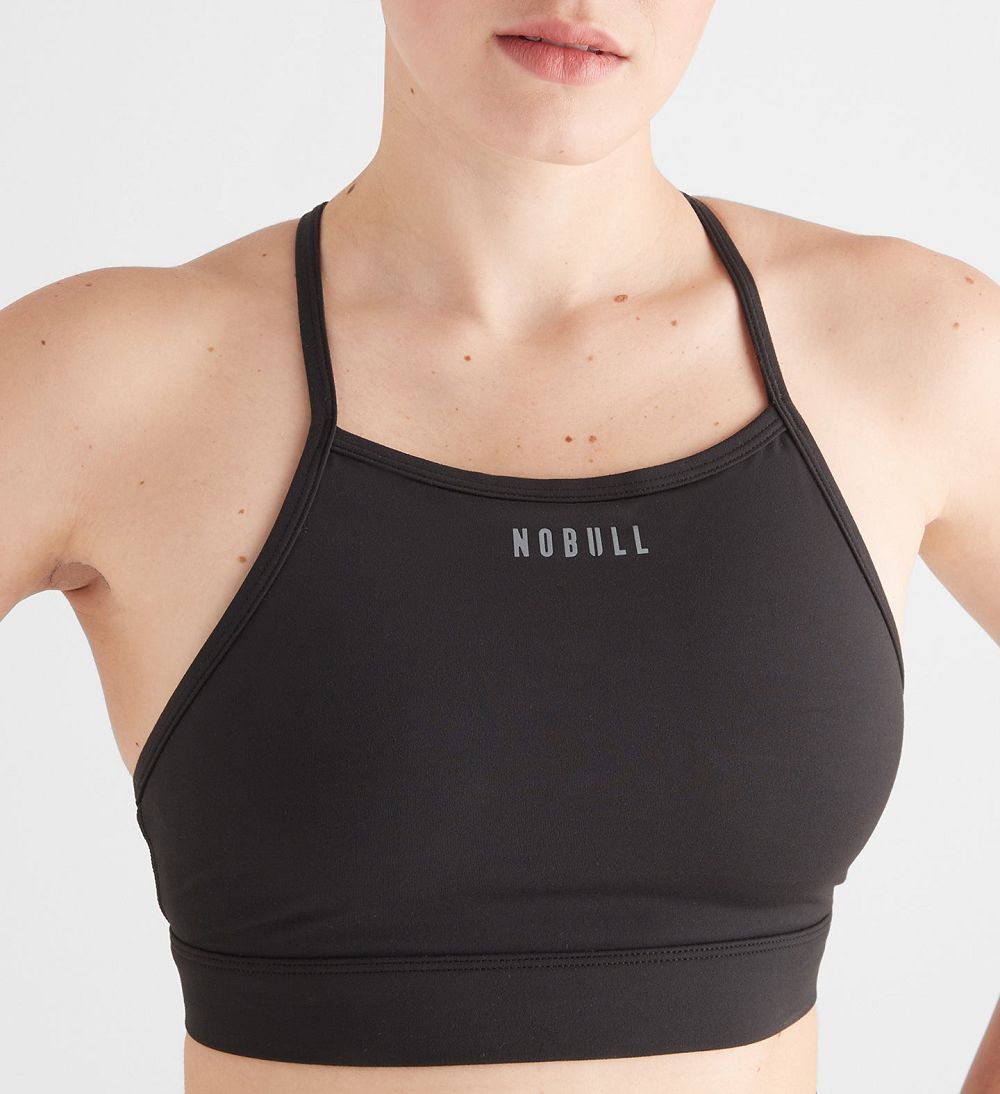 Women NOBULL Matte High-Neck Sports Bra Black Matte | OSIEB-2714