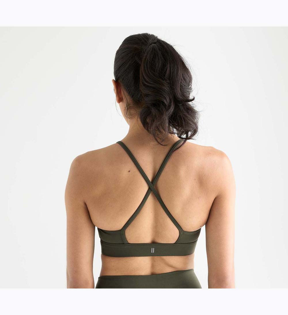 Women NOBULL Matte High-Neck Sports Bra Dark Green | DEGWQ-9453