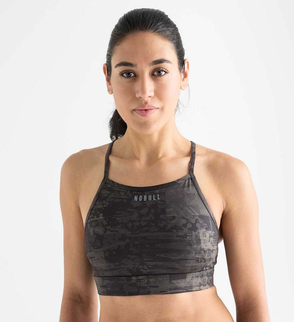 Women NOBULL Matte High-Neck Sports Bra Green White | ALFVQ-8632