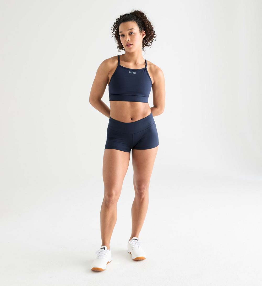 Women NOBULL Matte High-Neck Sports Bra Night Navy | YQTUV-6857