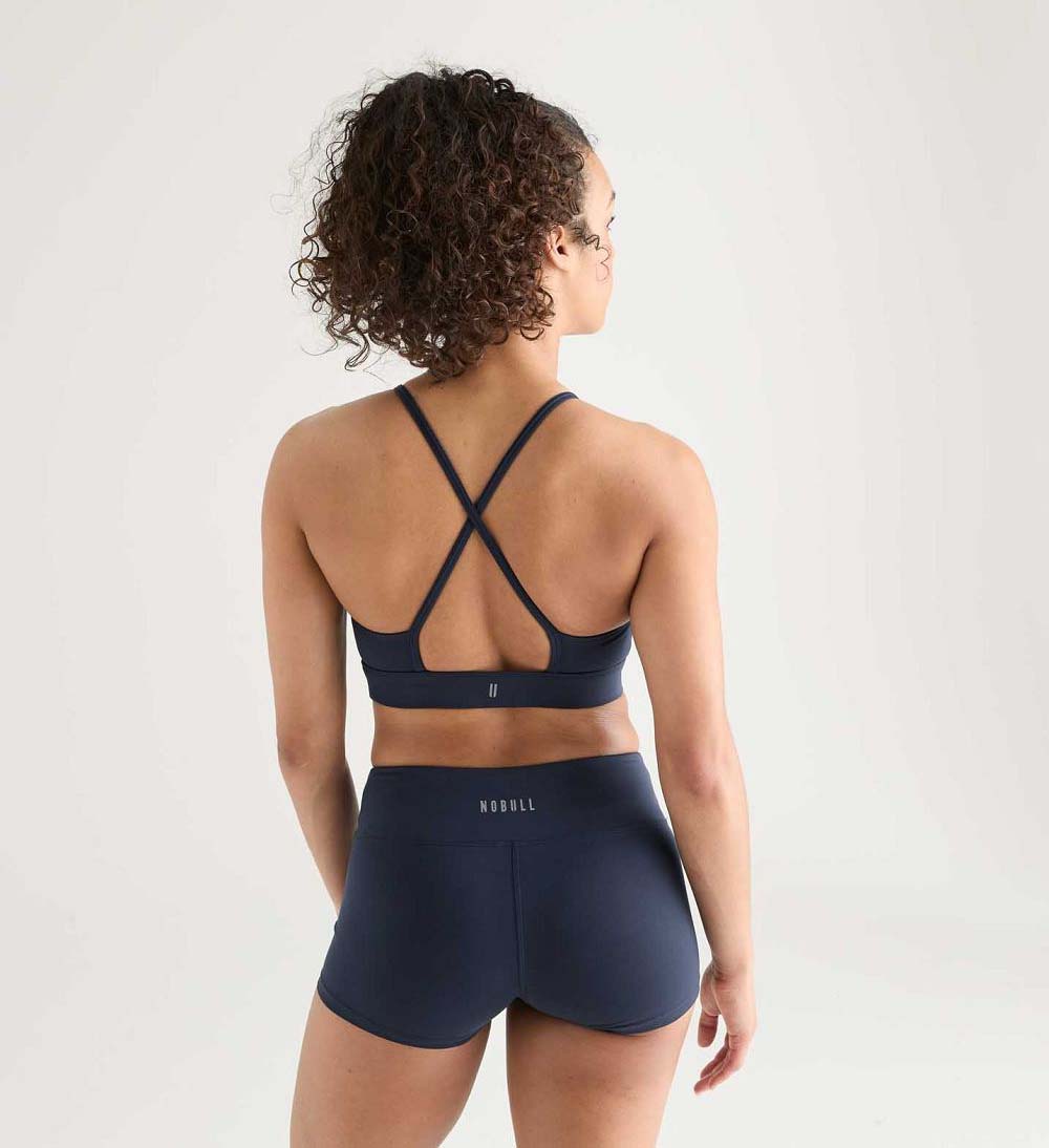 Women NOBULL Matte High-Neck Sports Bra Night Navy | YQTUV-6857