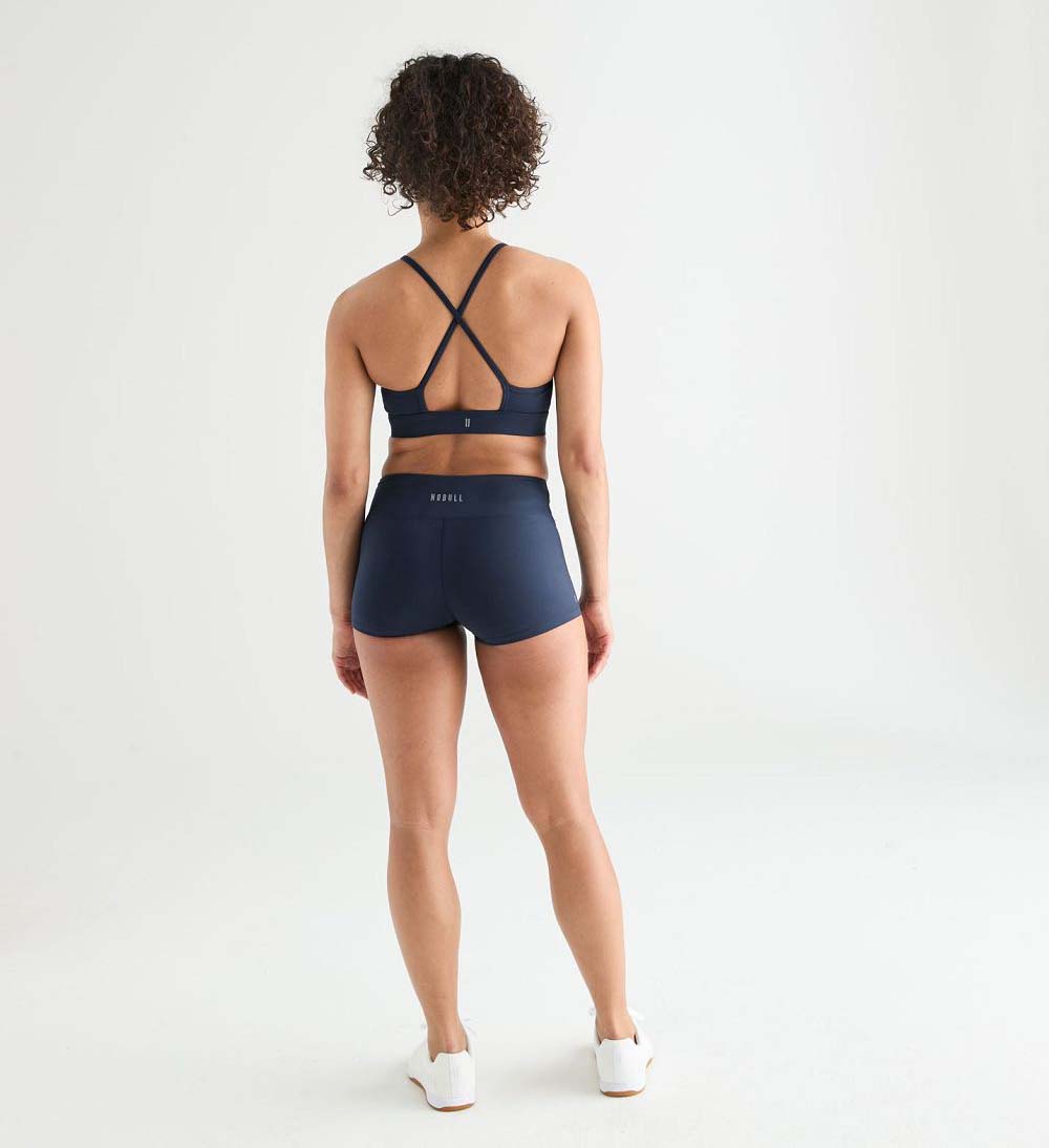 Women NOBULL Matte High-Neck Sports Bra Night Navy | YQTUV-6857