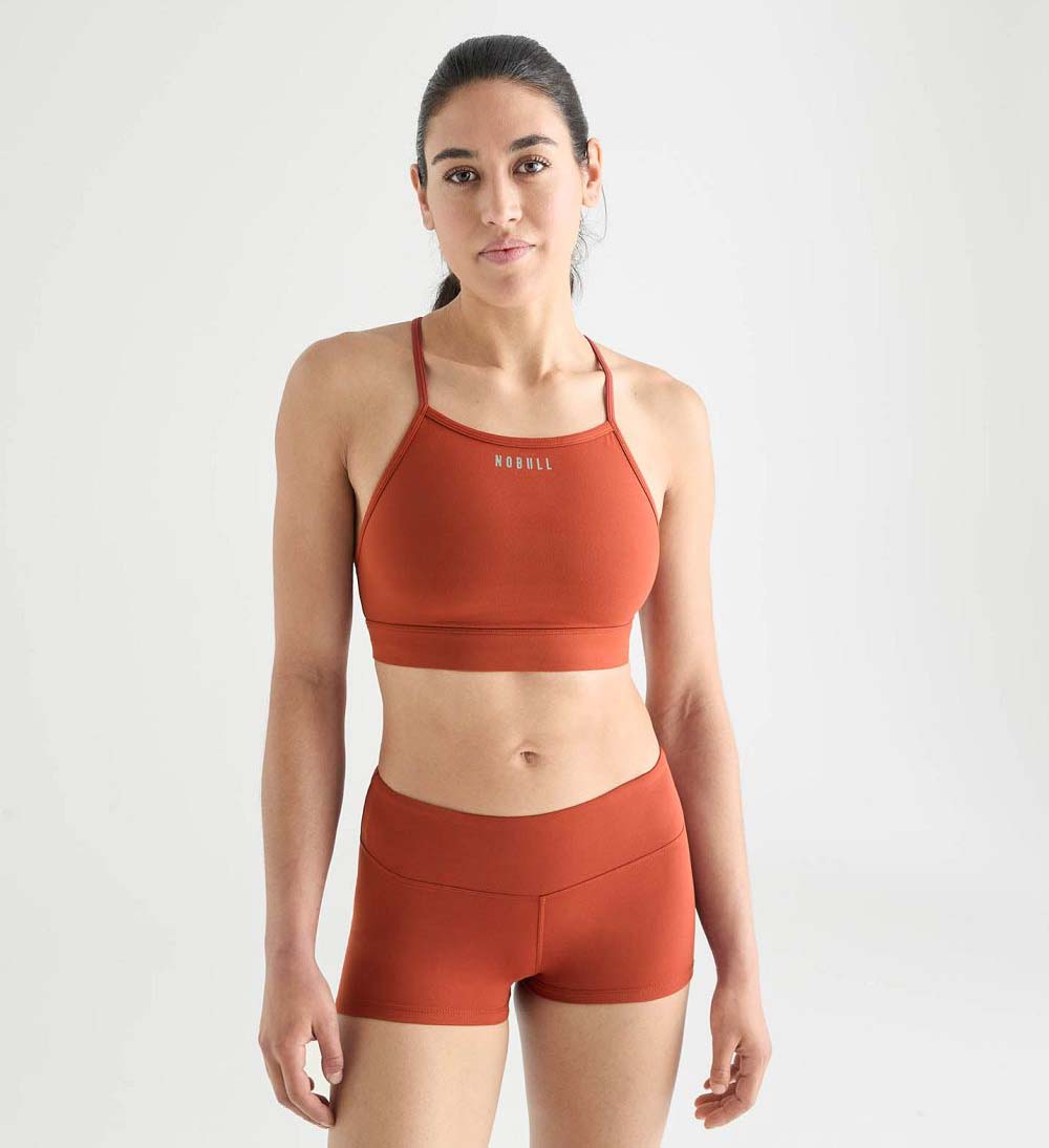 Women NOBULL Matte High-Neck Sports Bra Orange | TFNEX-2306