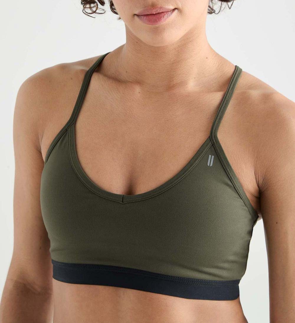 Women NOBULL Matte V-Neck Sports Bra Dark Green | AXMSJ-1532