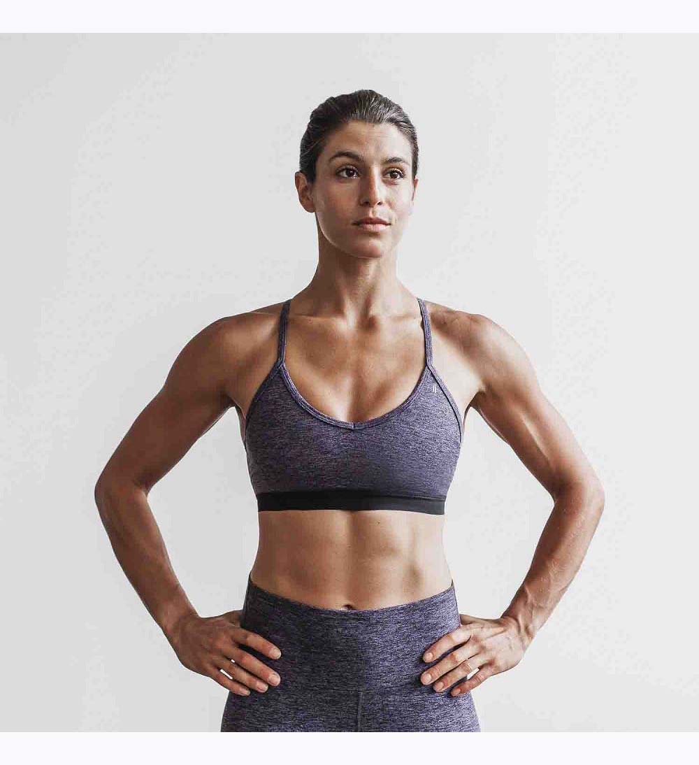 Women NOBULL Matte V-Neck Sports Bra Deep Lavender Heather Matte | ZUKQY-3427