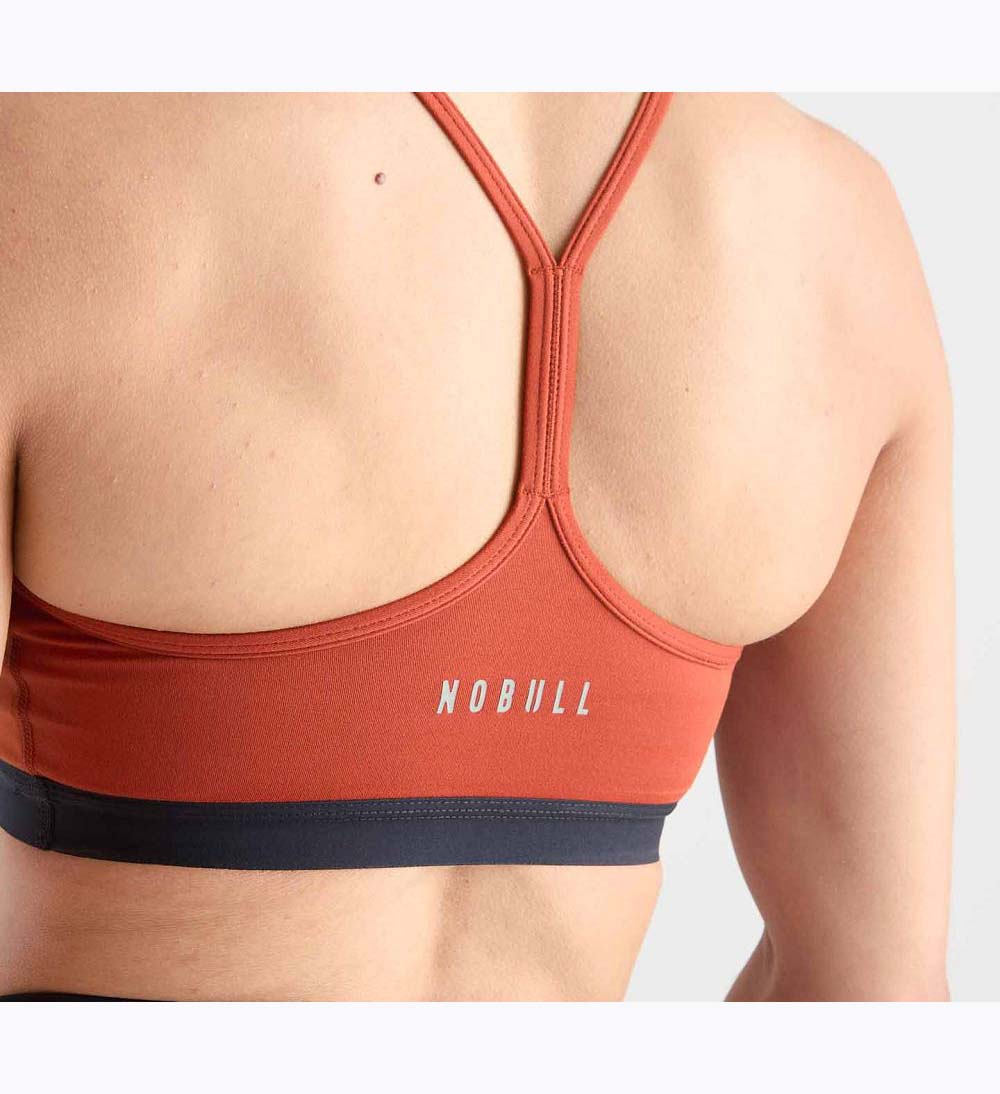 Women NOBULL Matte V-Neck Sports Bra Orange | FPQTC-7153