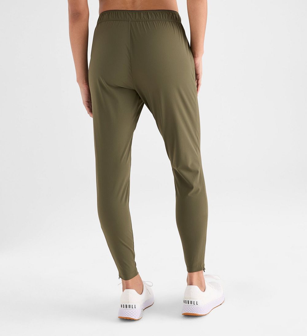 Women NOBULL Micro Ripstop Track Pants Army Green | GWIQM-0769