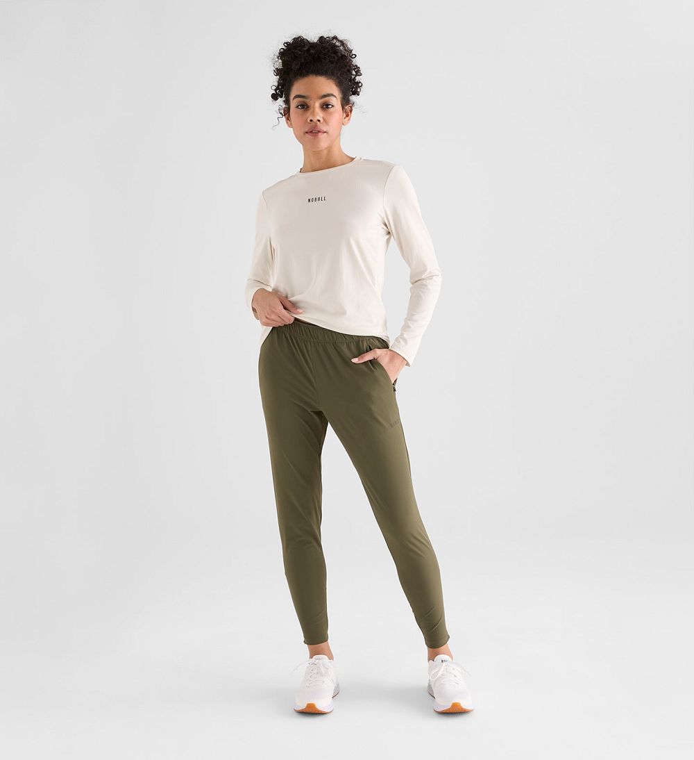 Women NOBULL Micro Ripstop Track Pants Army Green | GWIQM-0769