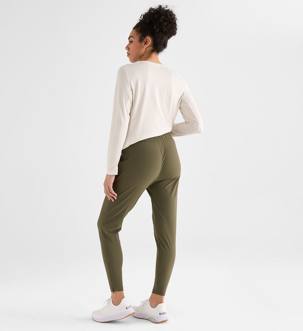 Women NOBULL Micro Ripstop Track Pants Army Green | GWIQM-0769