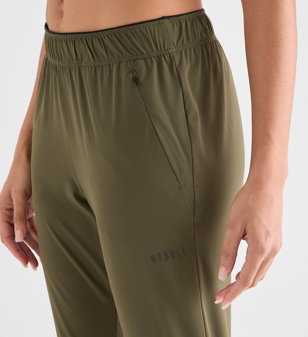 Women NOBULL Micro Ripstop Track Pants Army Green | GWIQM-0769