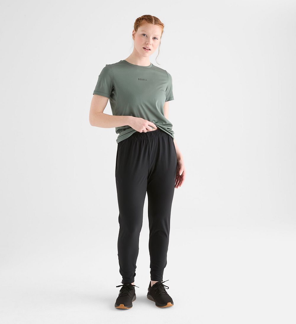 Women NOBULL Micro Ripstop Track Pants Black | JYUEW-6082