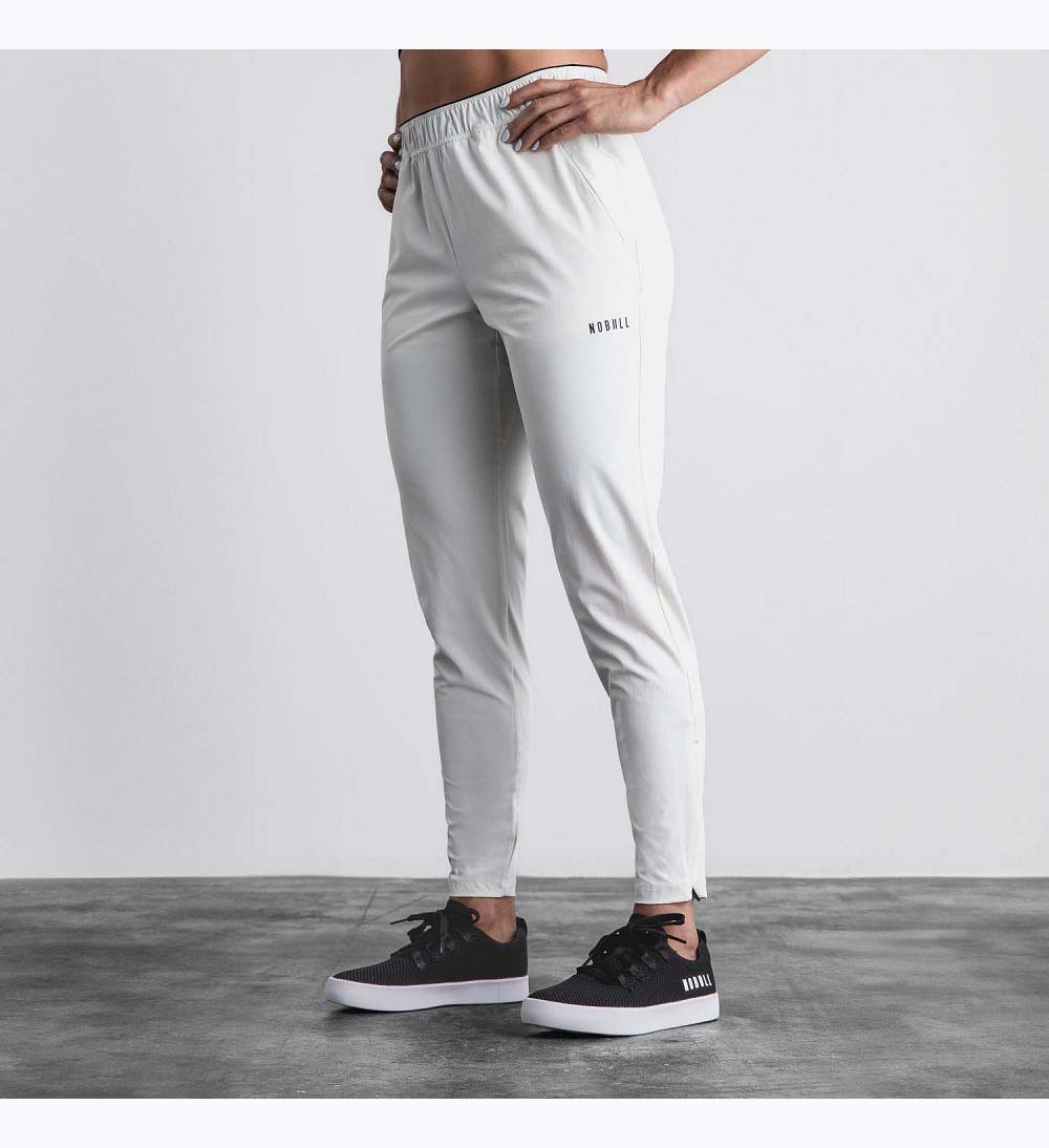 Women NOBULL Micro Ripstop Track Pants White | YDMSV-1073