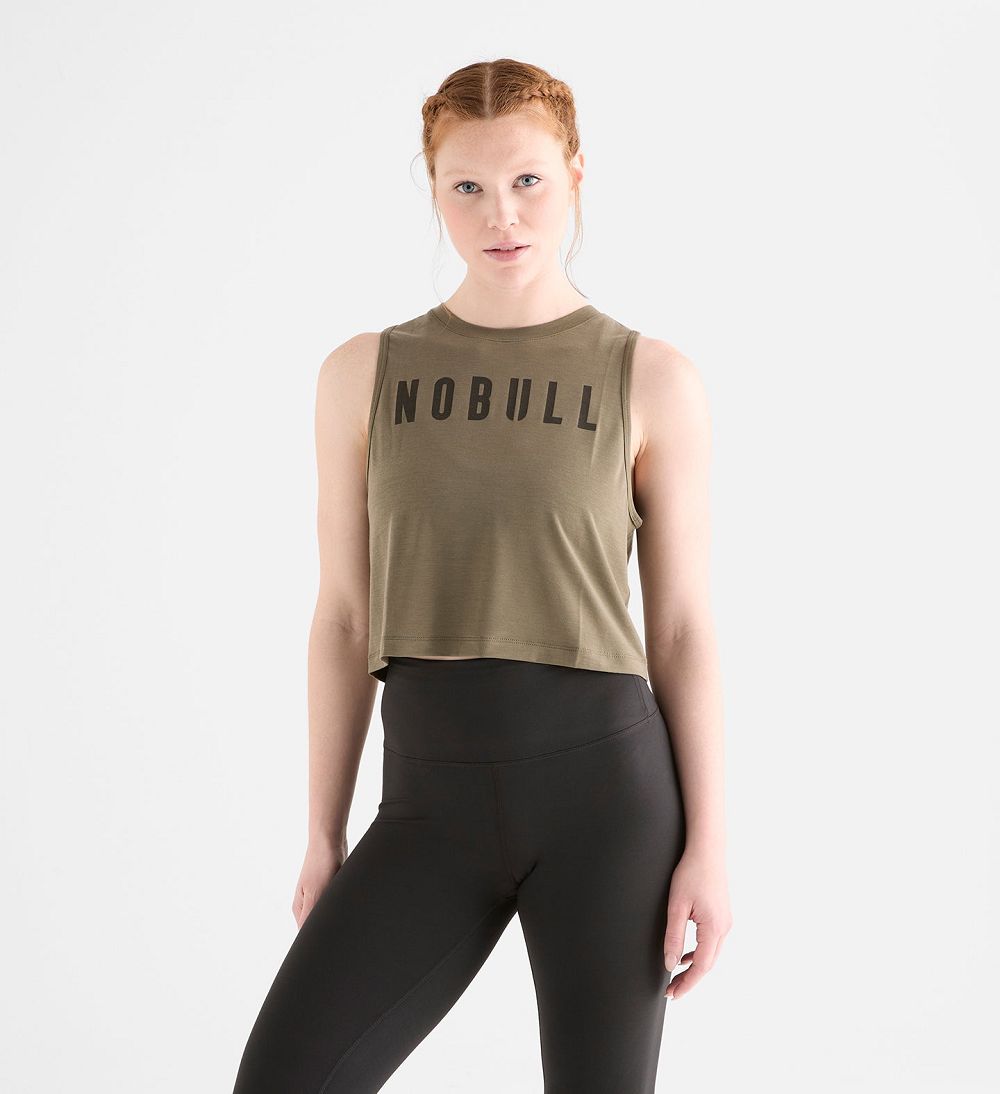 Women NOBULL Muscle Tanks Army Green | IATEQ-3760