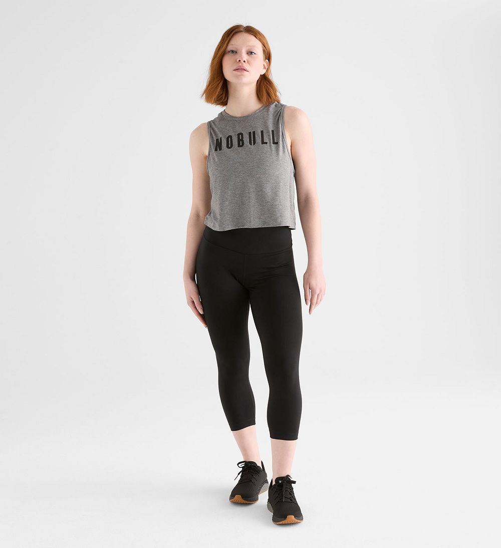 Women NOBULL Muscle Tanks Heather Grey | IYKTF-9864