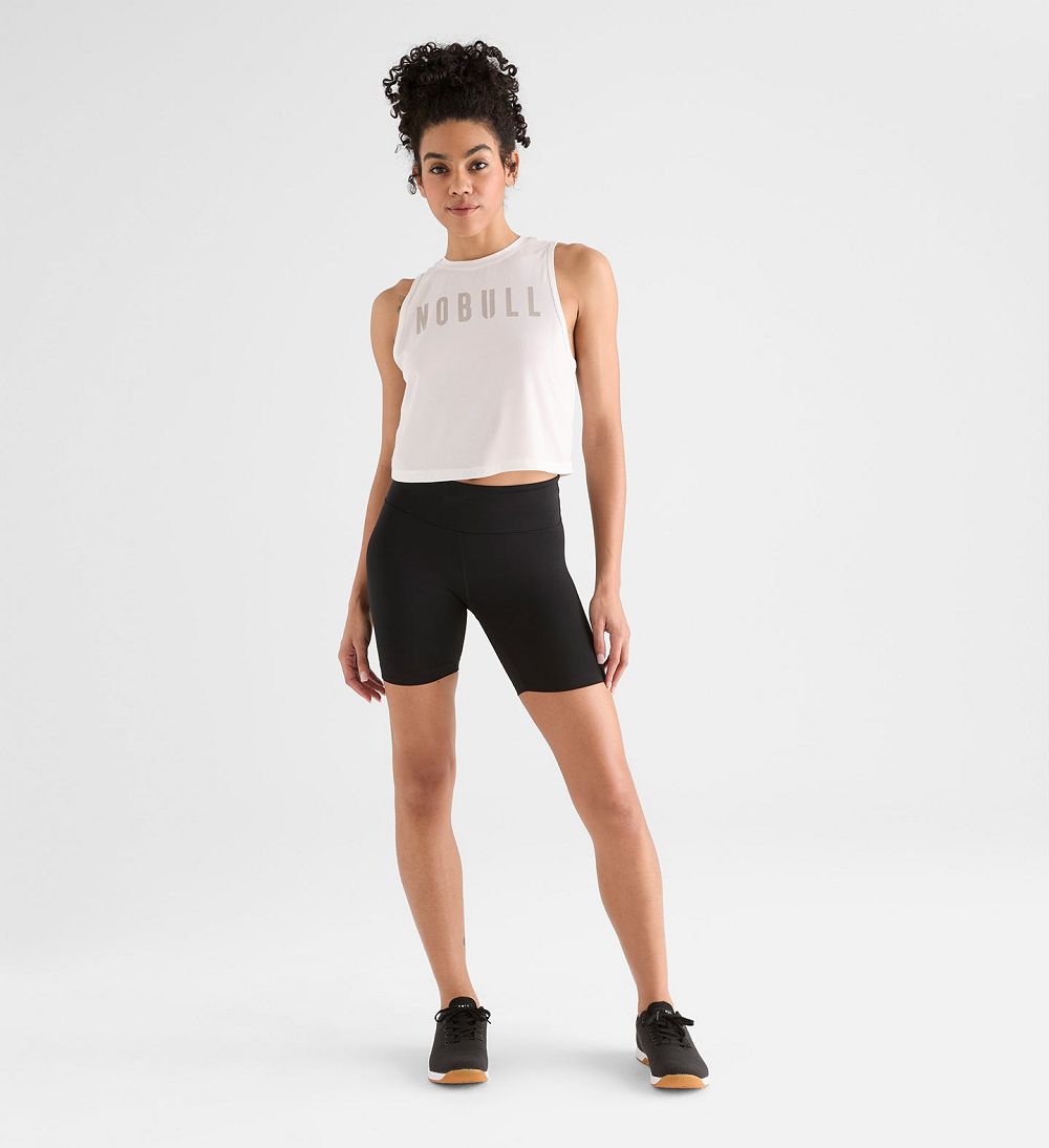 Women NOBULL Muscle Tanks White | EFQAB-9342