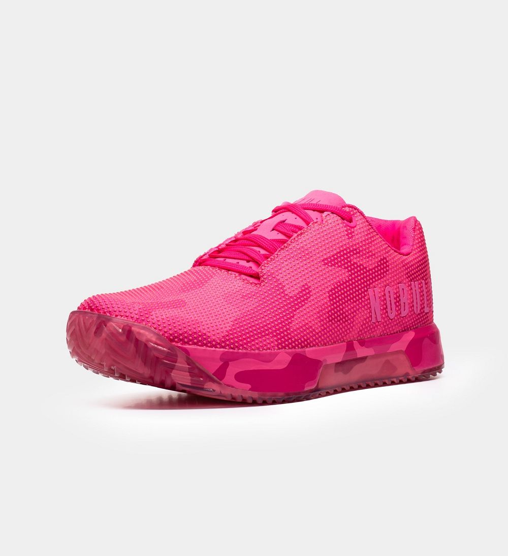 Women NOBULL Neon IMPACT Training Shoes Neon Pink Camo | NHIDF-5764