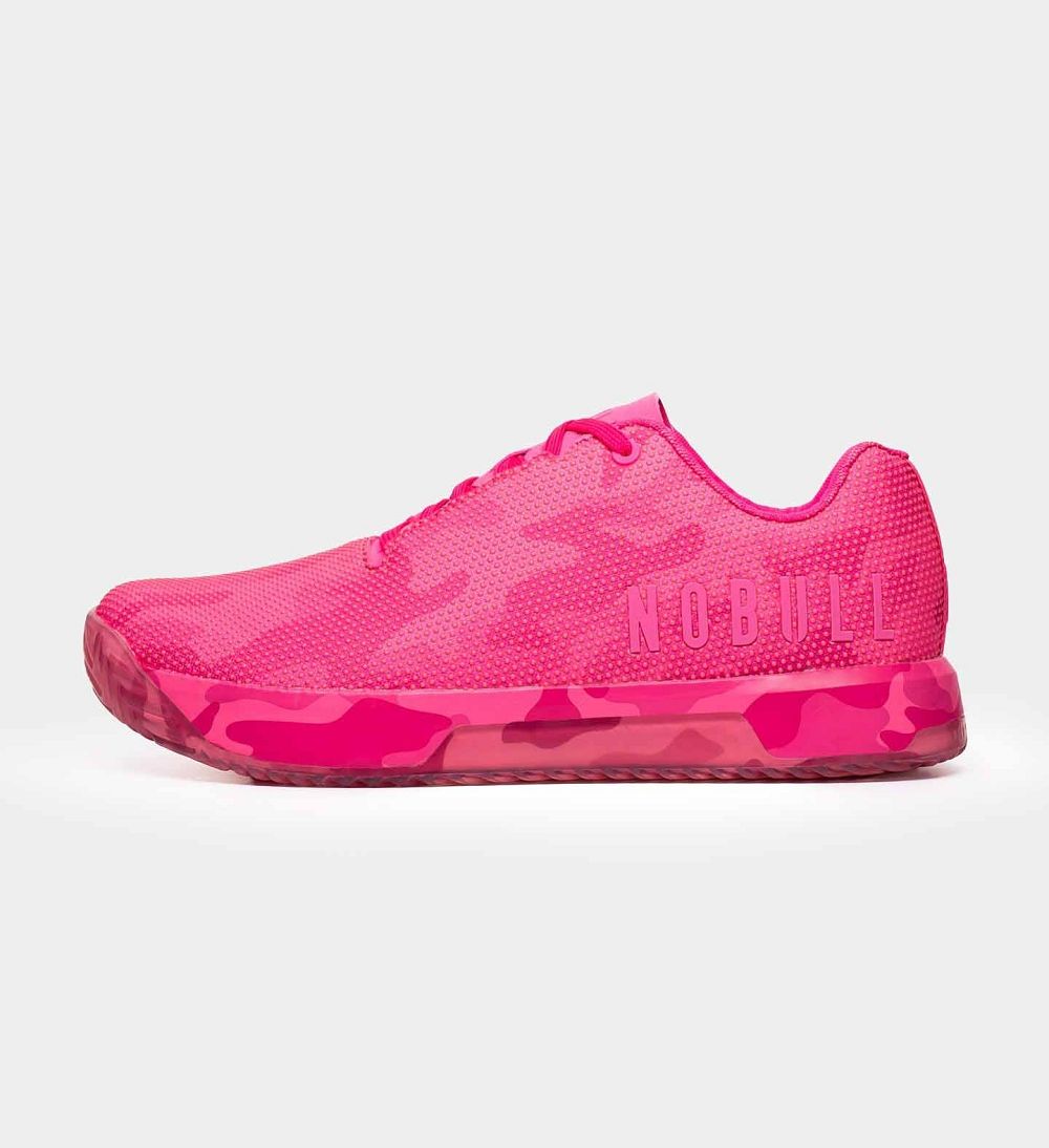 Women NOBULL Neon IMPACT Training Shoes Neon Pink Camo | NHIDF-5764