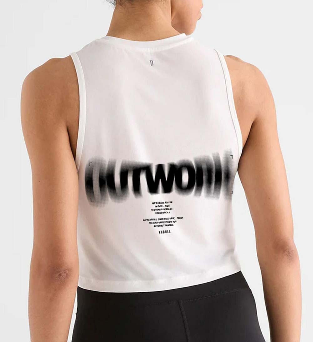 Women NOBULL Outwork Muscle Tanks White | EOXFQ-5480