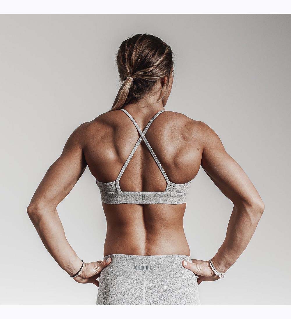 Women NOBULL Plush Heather High-Neck Sports Bra White Heather | FYPEH-2186