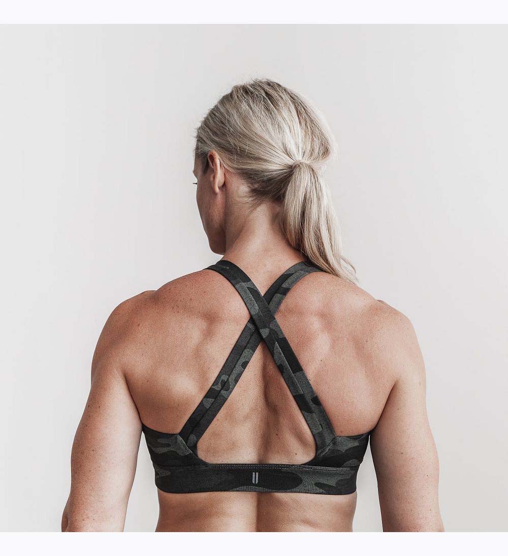 Women NOBULL Plush Heather Pace Sports Bra Carbon Camo | LRZTM-0245