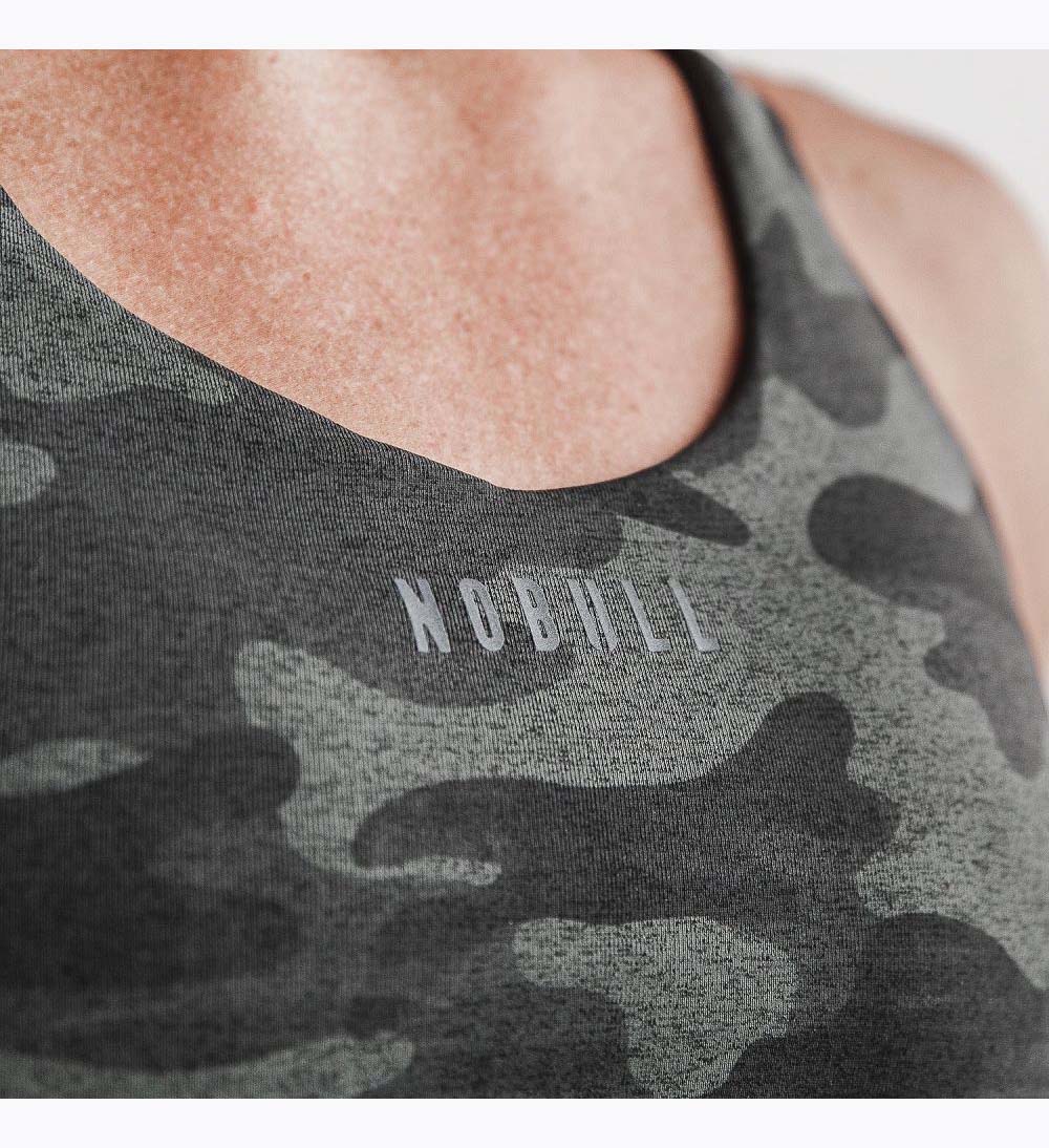 Women NOBULL Plush Heather Pace Sports Bra Carbon Camo | LRZTM-0245