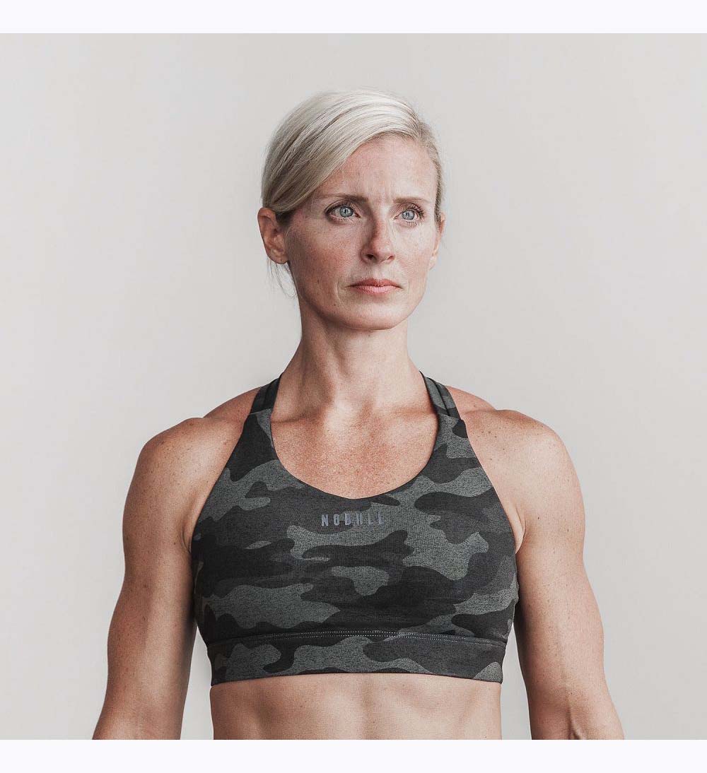 Women NOBULL Plush Heather Pace Sports Bra Carbon Camo | LRZTM-0245