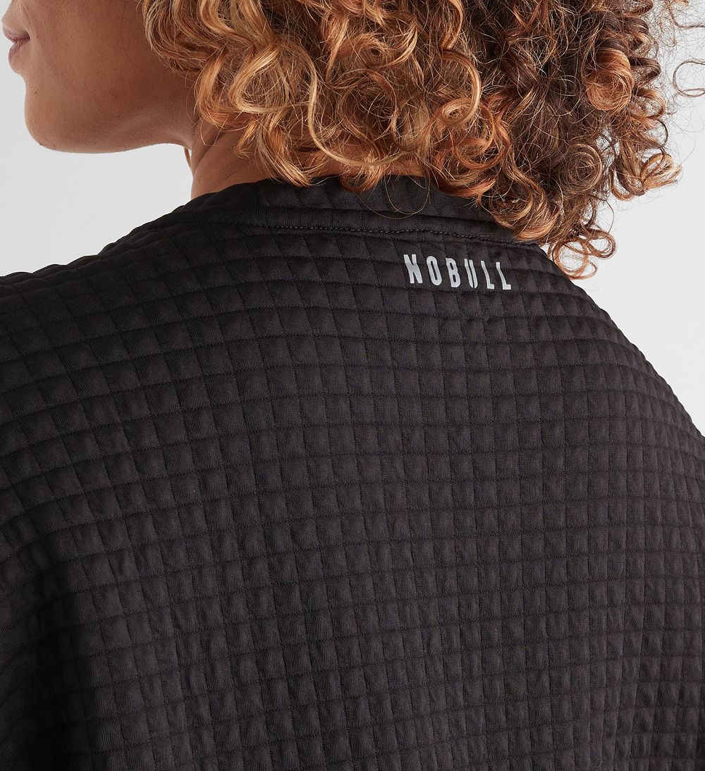 Women NOBULL Quilted Crew Pullover Pullover Black | RAWGK-9627